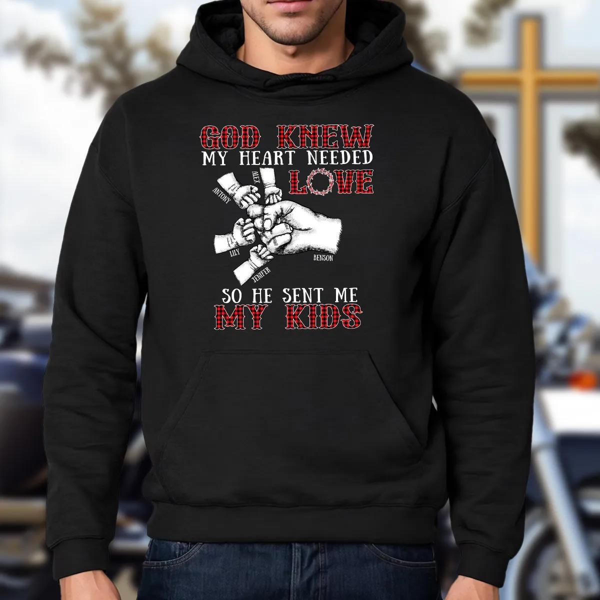 Teesdily | God Knew My Heart Needed Love So He Sent Me My Kids Father's Day, Jesus Lovers, Unisex Tshirt Hoodie Sweatshirt Mug