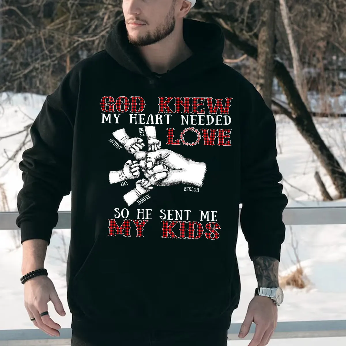 Teesdily | God Knew My Heart Needed Love So He Sent Me My Kids Father's Day, Jesus Lovers, Unisex Tshirt Hoodie Sweatshirt Mug