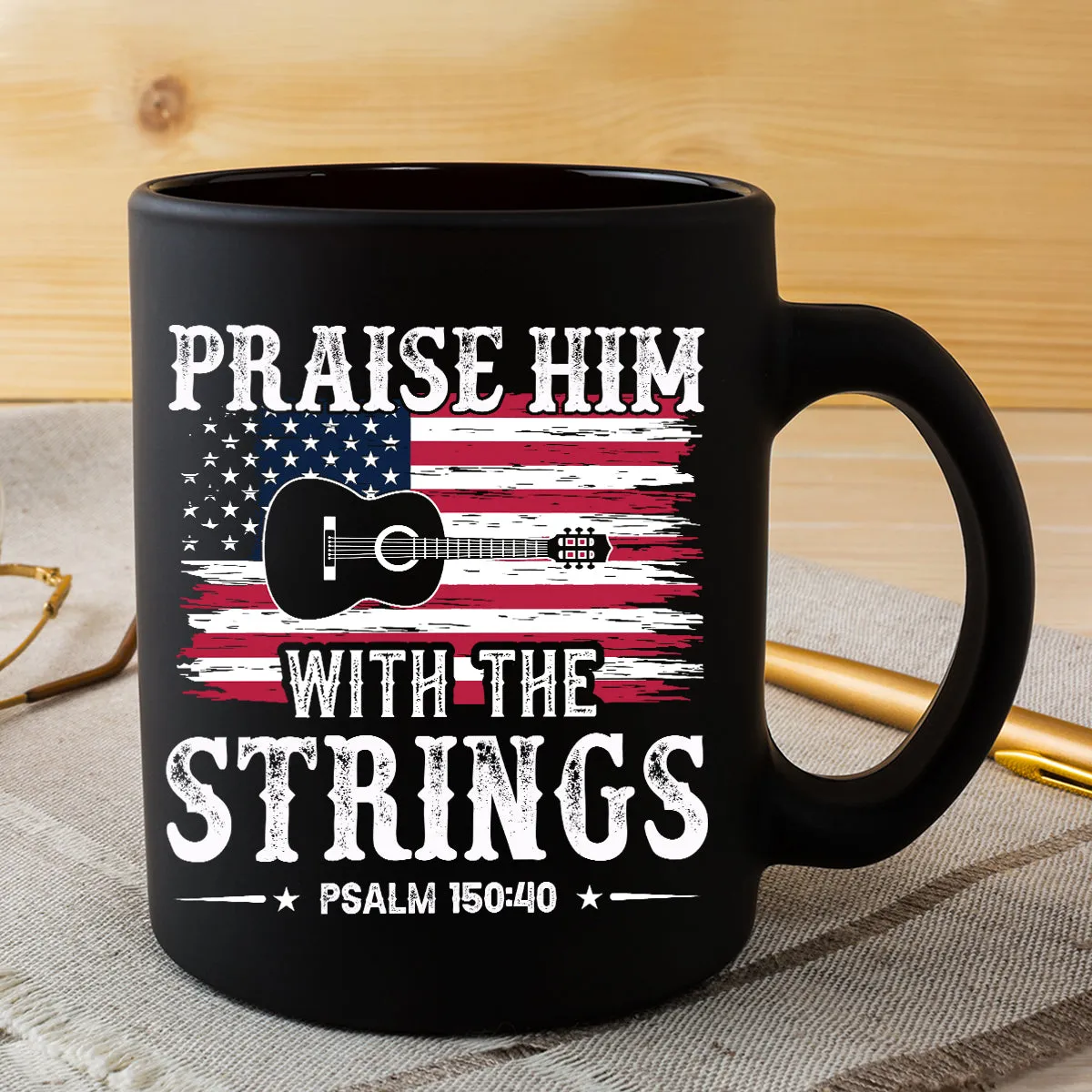 Teesdily | Guitar Usa Flag Shirt, Praise Hime With The Strings Casual Hoodie Sweatshirt Mug, Independence Day Backside Shirt, Guitar Player Gifts