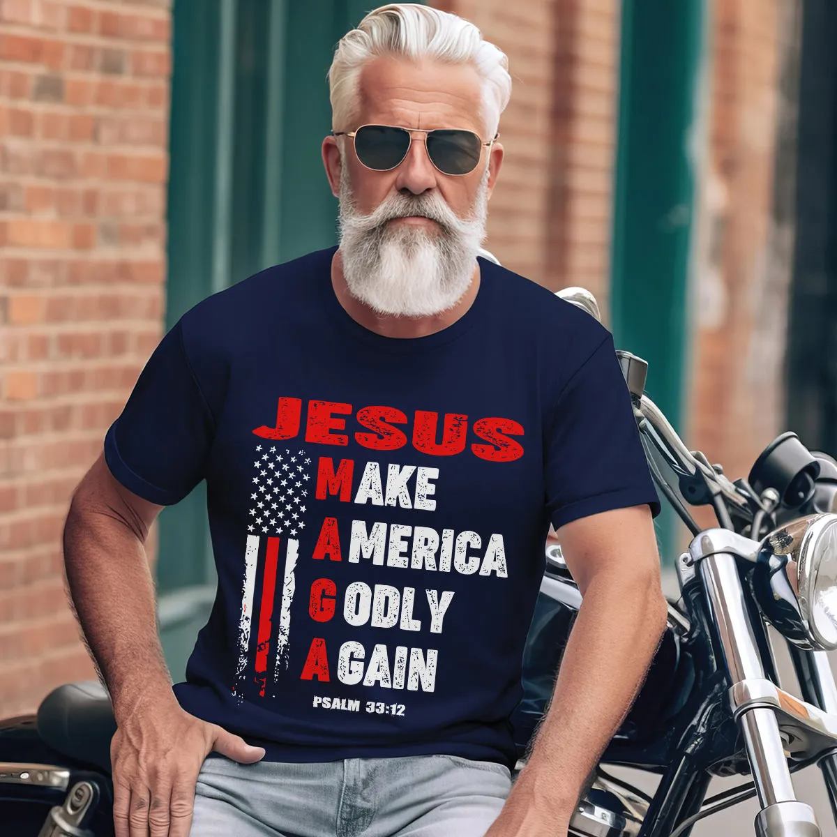 Teesdily | Jesus American Flag Shirt, Jesus Make America Godly Again Tee Sweatshirt Hoodie Mug, Jesus Lovers Tee Gifts, Patriotic Shirt