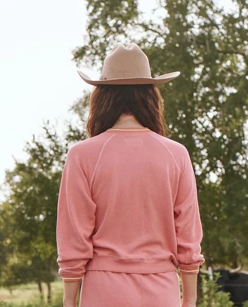 The Great - Striped Rib Shrunken Sweatshirt in Dark Victorian Rose