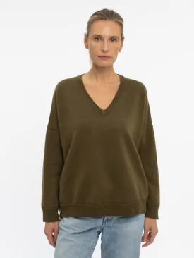 THE V-NECK SWEATSHIRT | OLIVE DUN