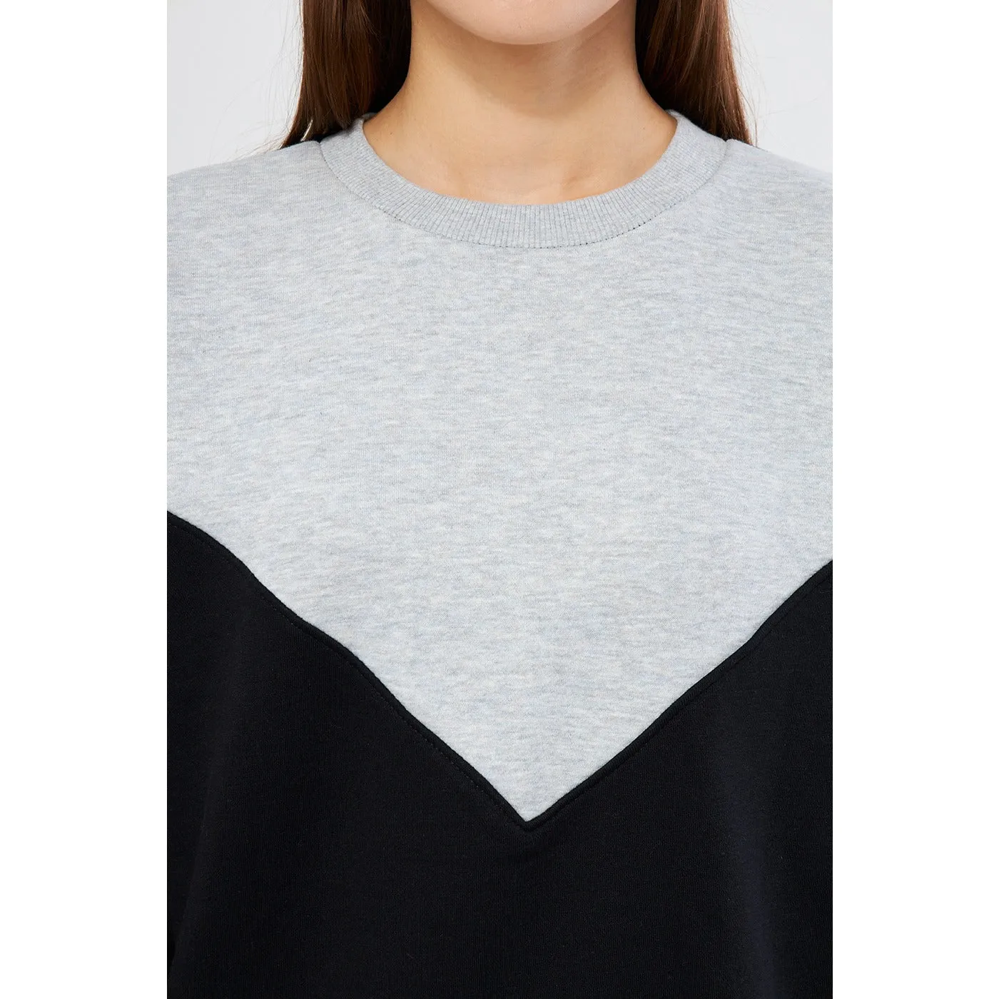 Two Tone Side Zipper Oversized Sweatshirt