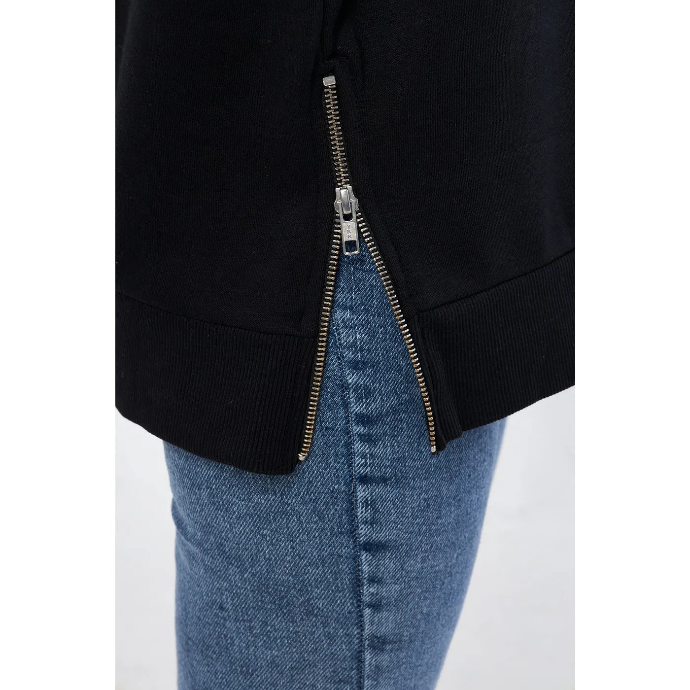 Two Tone Side Zipper Oversized Sweatshirt