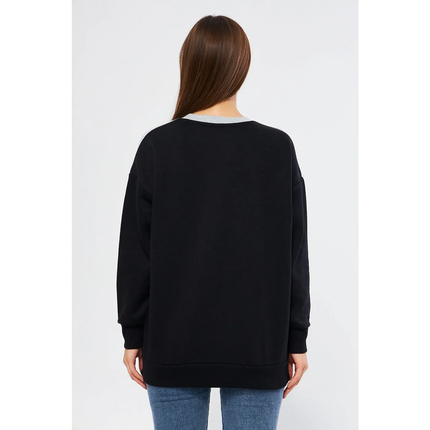 Two Tone Side Zipper Oversized Sweatshirt