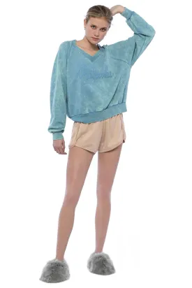 V Neck Sweatshirt in Ocean